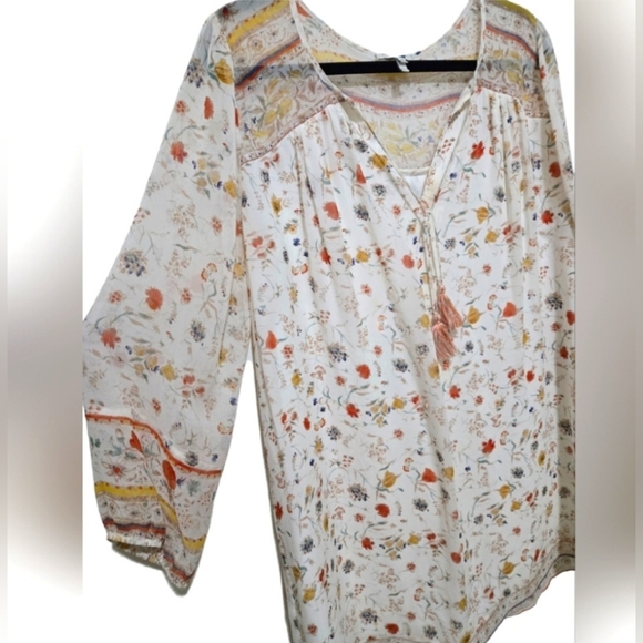 JOIE Silk Floral Print Dress - Vesta In White Orange Tan Size Medium - Picture 4 of 10